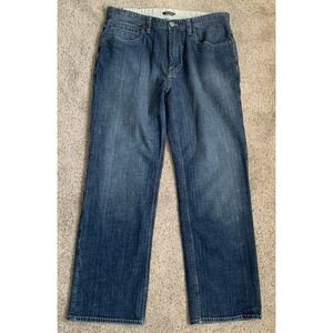 Nat Nast Luxury Mens Denim Jeans 35x32 Straight Leg Stitched Tinted Raw Wash‎